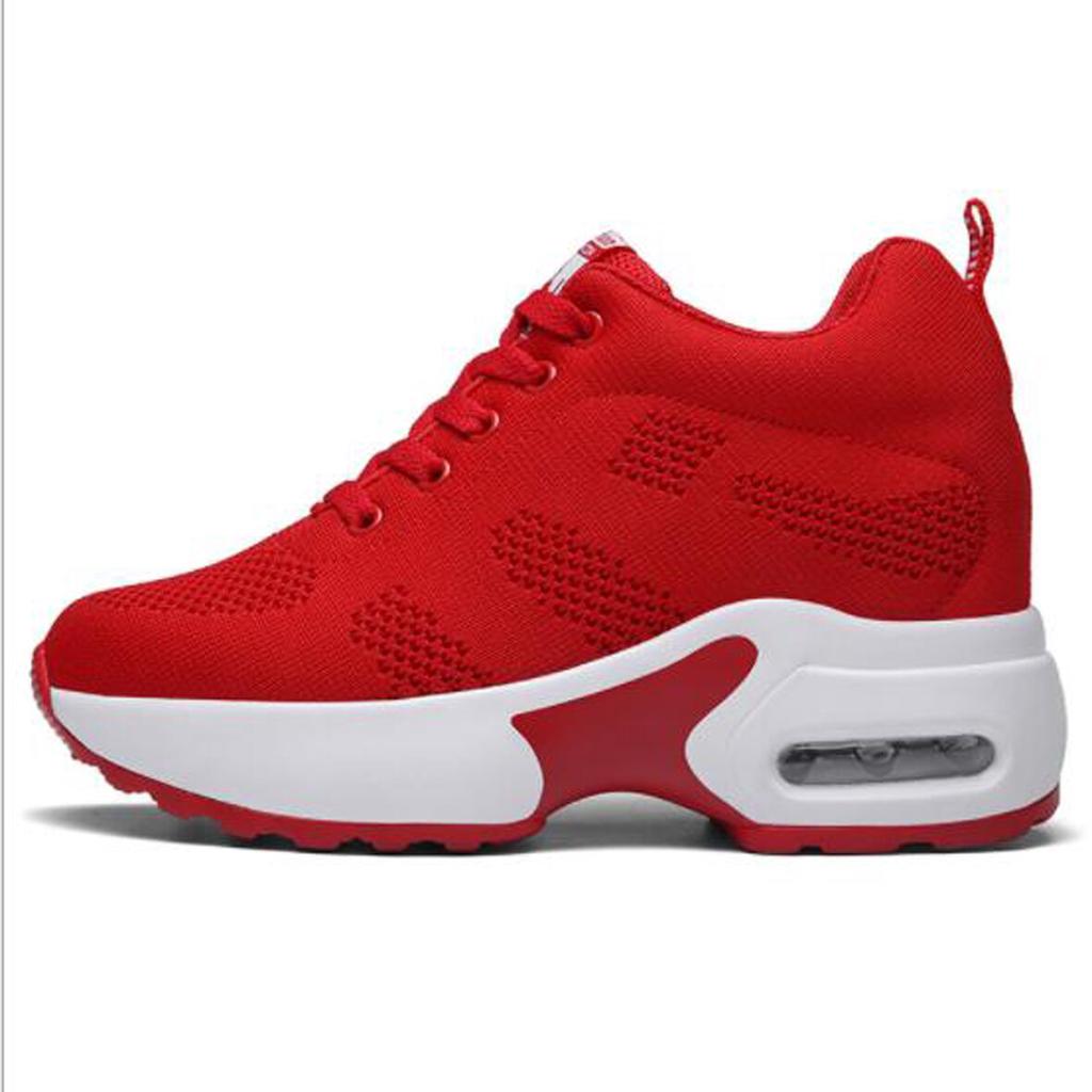 Frauen Mode Leichte Turnschuhe Erhöhen Schuhe Outdoor Sport Schuhe Atmungsaktive Studenten Schuhe 37 rot