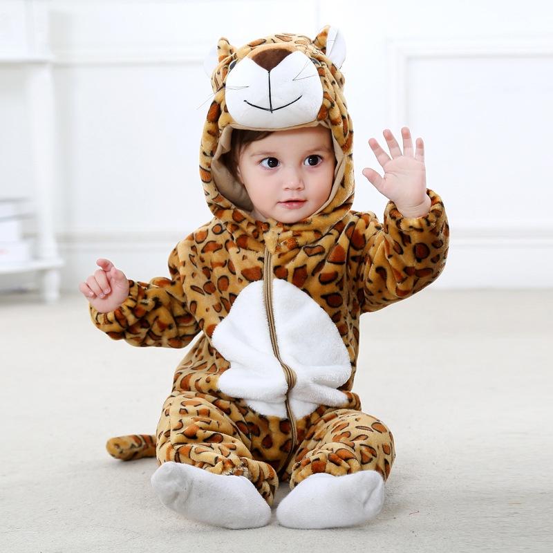 Baby-Strampler, Kigurumi, Tier, Leopard, Husky, Giraffe, Cosplay, warme Kapuzenpyjamas für Kleinkinder, Jungen und Mädchen, Kleidung für Neugeborene, Pyjama-Kleidung 70