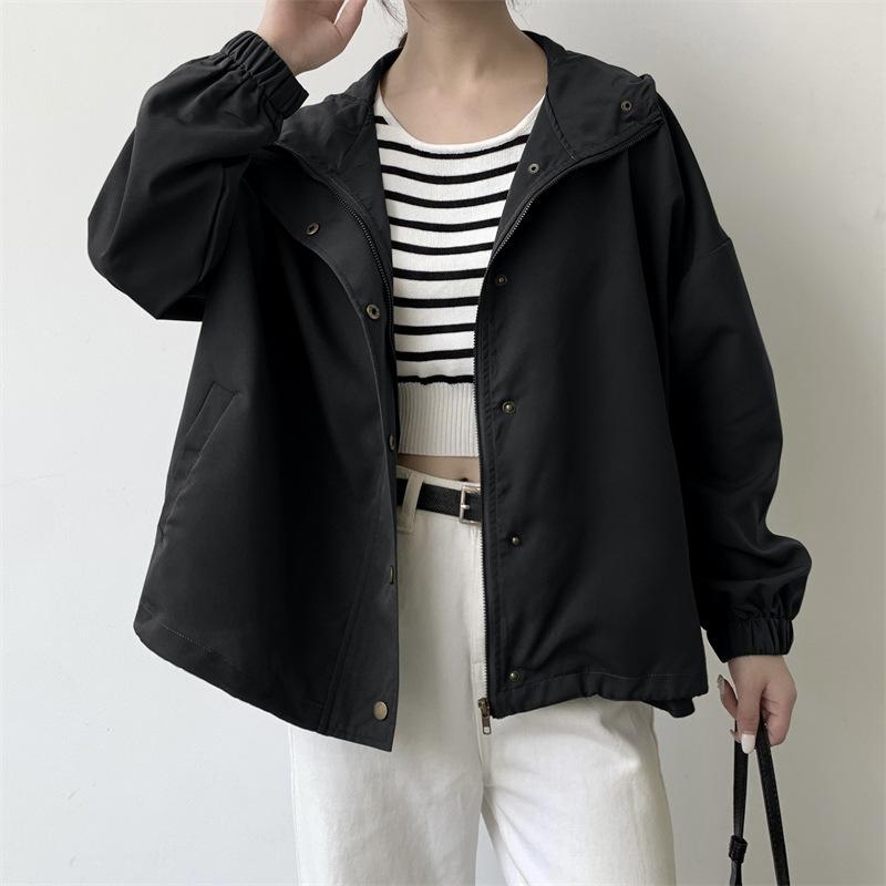 Herbst Locker sitzende Damenbekleidung Kurze Jacke Lässige Arbeitskleidung Modetrend One Size schwarz