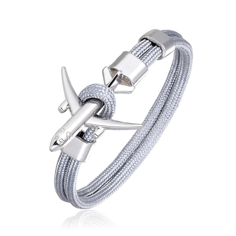 Charm Herren Flugzeug Anker Armband für Frauen Sky Survival Flugzeug Kette Freundschaftsarmbänder Femme Paar Schmuck Homme Geschenk Neu 21cm white