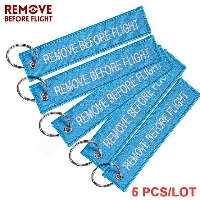 Vor dem Flug entfernen, Chaveiro-Tag, Stickerei, Schlüsselanhänger, Schlüsselanhänger für Luftfahrt, OEM-Schlüsselanhänger, Schmuck, 5 Stück/Set lightblue