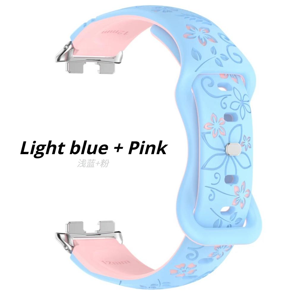 Silikon 3D Graviertes Blumenarmband für Huawei Band 11 Pro Armband Smartwatch Atmungsaktives Armband für HUAWEI Band 8 9 10 11 Armband Huawei Band 11/11Pro blau