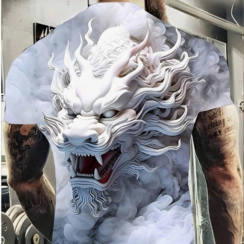 Neues Sommer-T-Shirt für Herrenmode mit Hinese Loong-Aufdruck für Herren 8XL weiß