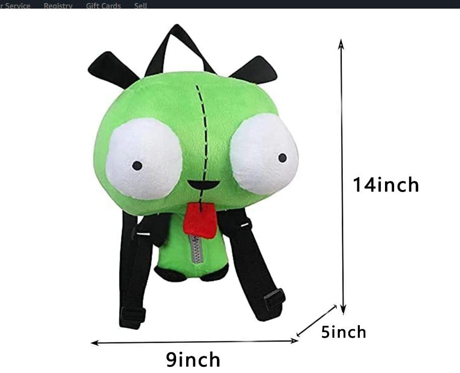 Neuer Alien Invader Zim 3D Augen Roboter Gir Rucksack Niedlich Plüschtier Grün Kawaii Plüschtier Rucksack Für Mädchen Weihnachtsgeschenke