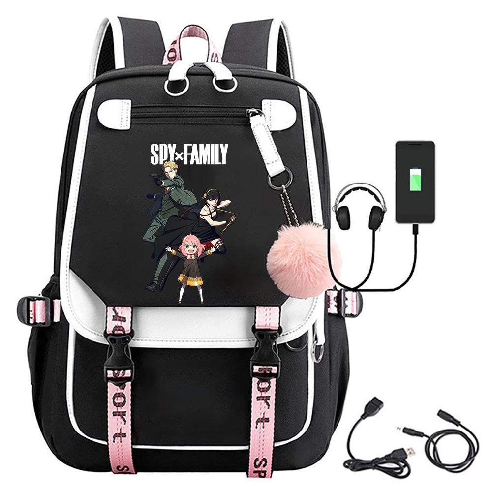 Spy X Family Rucksack Teenager Lässig Straße USB Yor Und Loid Rucksack Große Kapazität Niedlich Kawaii Mädchen Rucksack Schultaschen 15.6inch