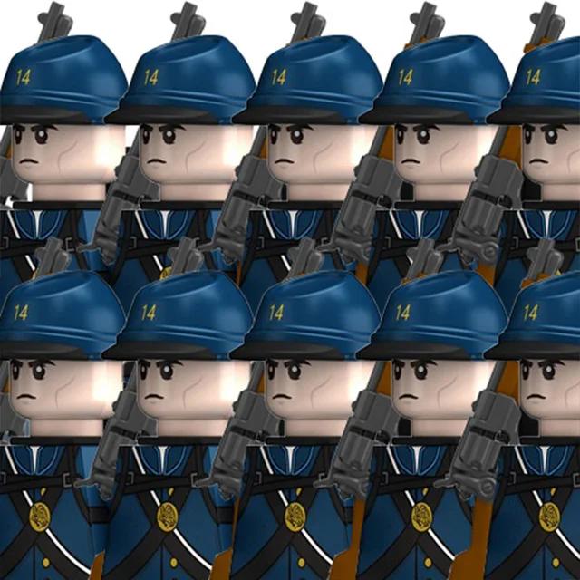 Kinderspielzeug 2. Weltkrieg Soldaten Bausteine Amerikanischer Bürgerkrieg Infanteriekorps Mini Actionfiguren Spielzeug für Kinder Geburtstagsgeschenke