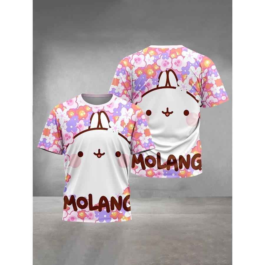 3D-Druck Cartoon Molang Babykleidung 5 bis 14 Jahre Männlich Outdoor-Kleidung für Kinder Junge Mädchen Kind T-Shirt Top Shirts 140
