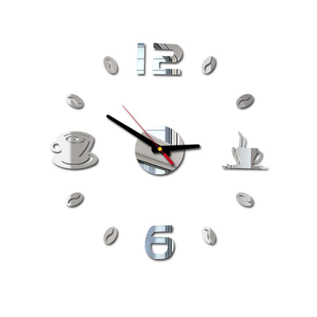 Moderne Design Uhr DIY Uhr Wand Küche Uhr Wohnzimmer Wohnkultur Diy Wohnzimmer Quarz Needl Digitale Wanduhr Aufkleber silber