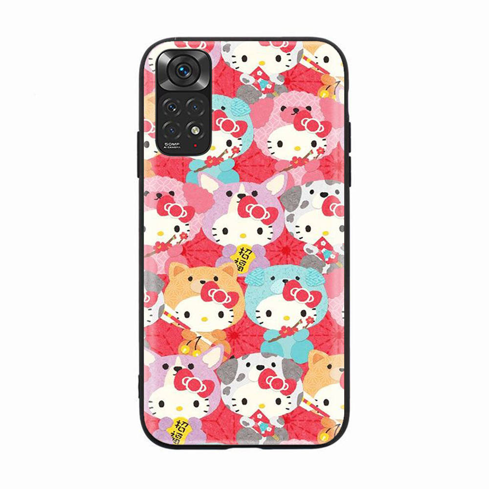Schwarze Hülle für OPPO Reno 8 6 5 4 Pro Plus Find X3 A17 A3 A31 A38 A40 A53 A54 A55 A74 A76 A78 A77 A80 A94 A95 A96 Lite H-7 Hello Kitty Cartoon OPPO A74 5G grau