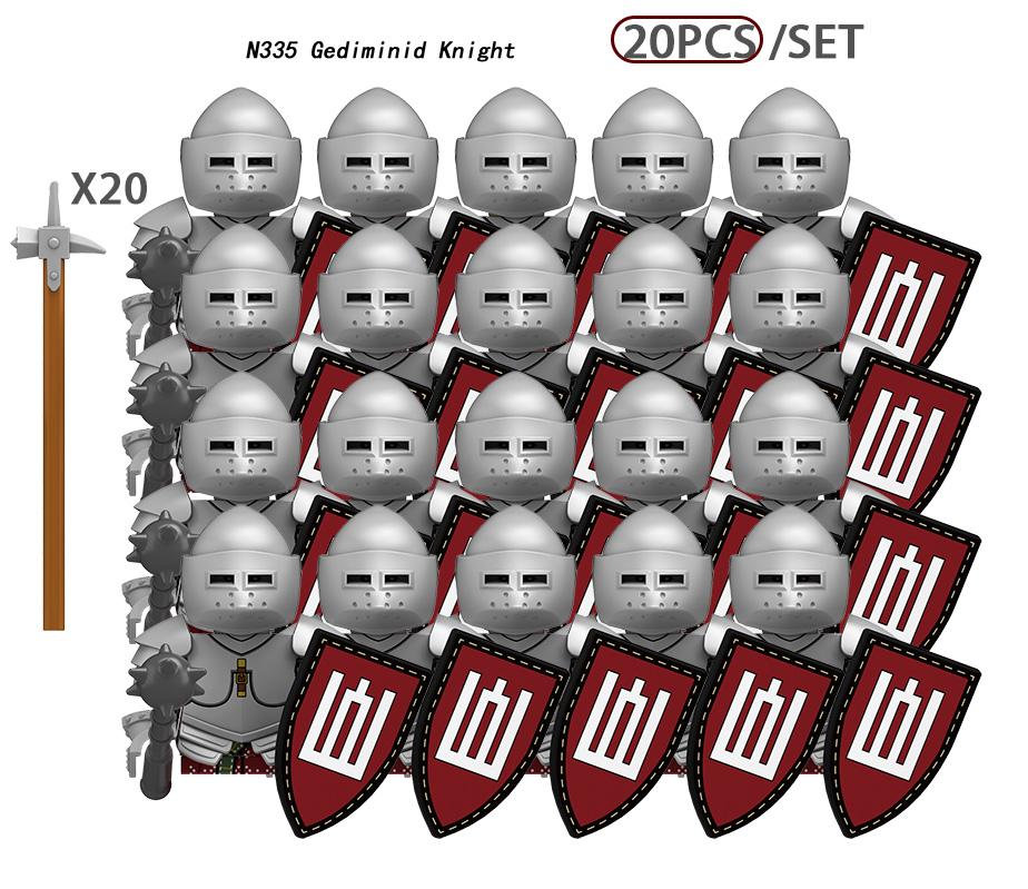 MOC Mittelalterliche Burgturm Ritter Figuren Bausteine Waffen Schild Schwert Helme Rüstung Weste Hirsch Soldaten Armee Steine Spielzeug