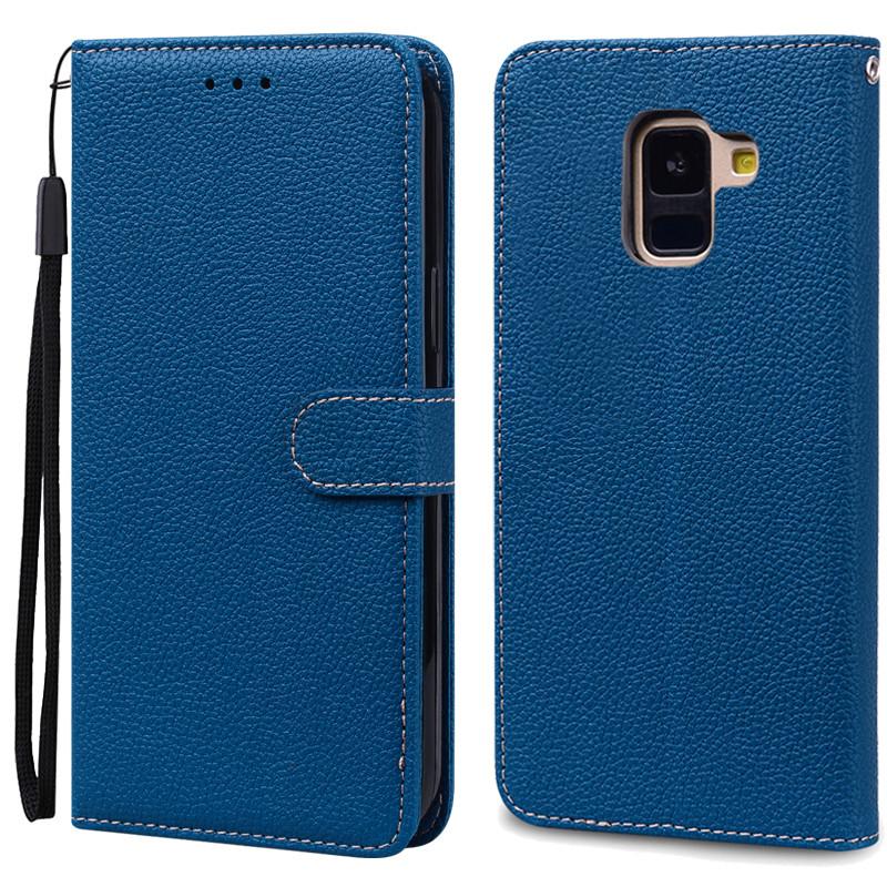 A8 Plus Hülle für Samsung Galaxy A8 2018 Hülle A530F SM-A530F Brieftasche Flip Lederhülle für Samsung A8 Plus 2018 A8+ A730F Hülle A8 Plus 2018 A730F navy blau