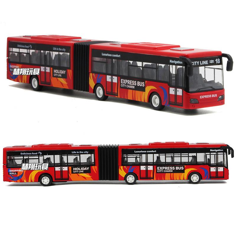 1/80 Stadtbus-Spielzeug, Rückzugfahrzeuge aus Druckgusslegierung, elektrischer Metro-Gelenkbus, Geräusche und Lichter, Modellautos, Spielzeug, pädagogisches Geschenk für Kinder 1/80-Size:28*5*5cm rot