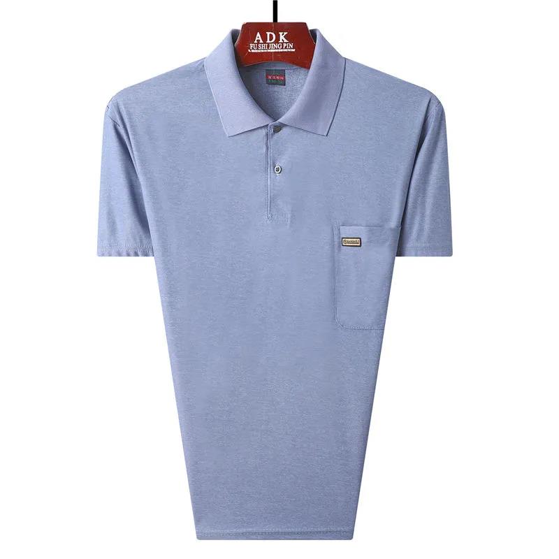 Papa Kurzarm-T-Shirt Herrenhemd Sommer Herren mittleren Alters Top-Kleidung Herren mittleren Alters und alte Herren-Opa-Kleidung XL hellblaue