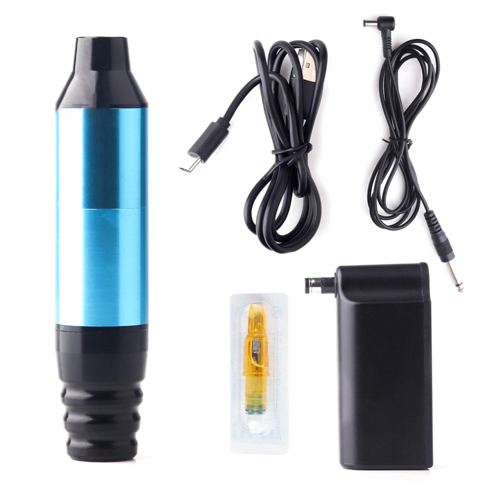 Tattoo Maschine Set Motor Maschine Wireless Power Tattoo Stift Patrone Nadel Tattoo Ausrüstungen blau