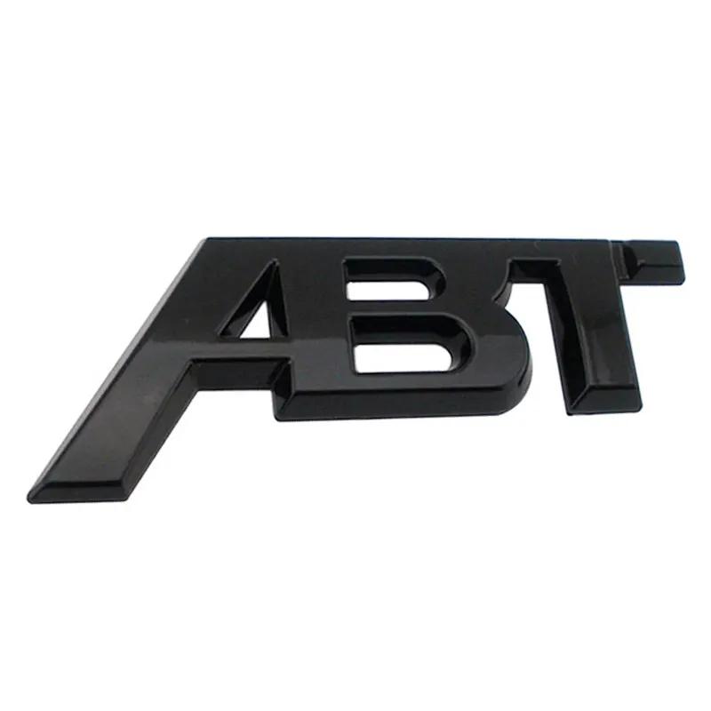 3D Metall ABT Logo Frontgrill Seitenkotflügel Abzeichen Kofferraum Emblem Autoaufkleber für Golf Passat Jetta Touareg Tiguan Polo A3 A4 A5 A6 Q3 Q5 Q7 TT 8.2cm x 3.2cm Badge Sicker schwarz