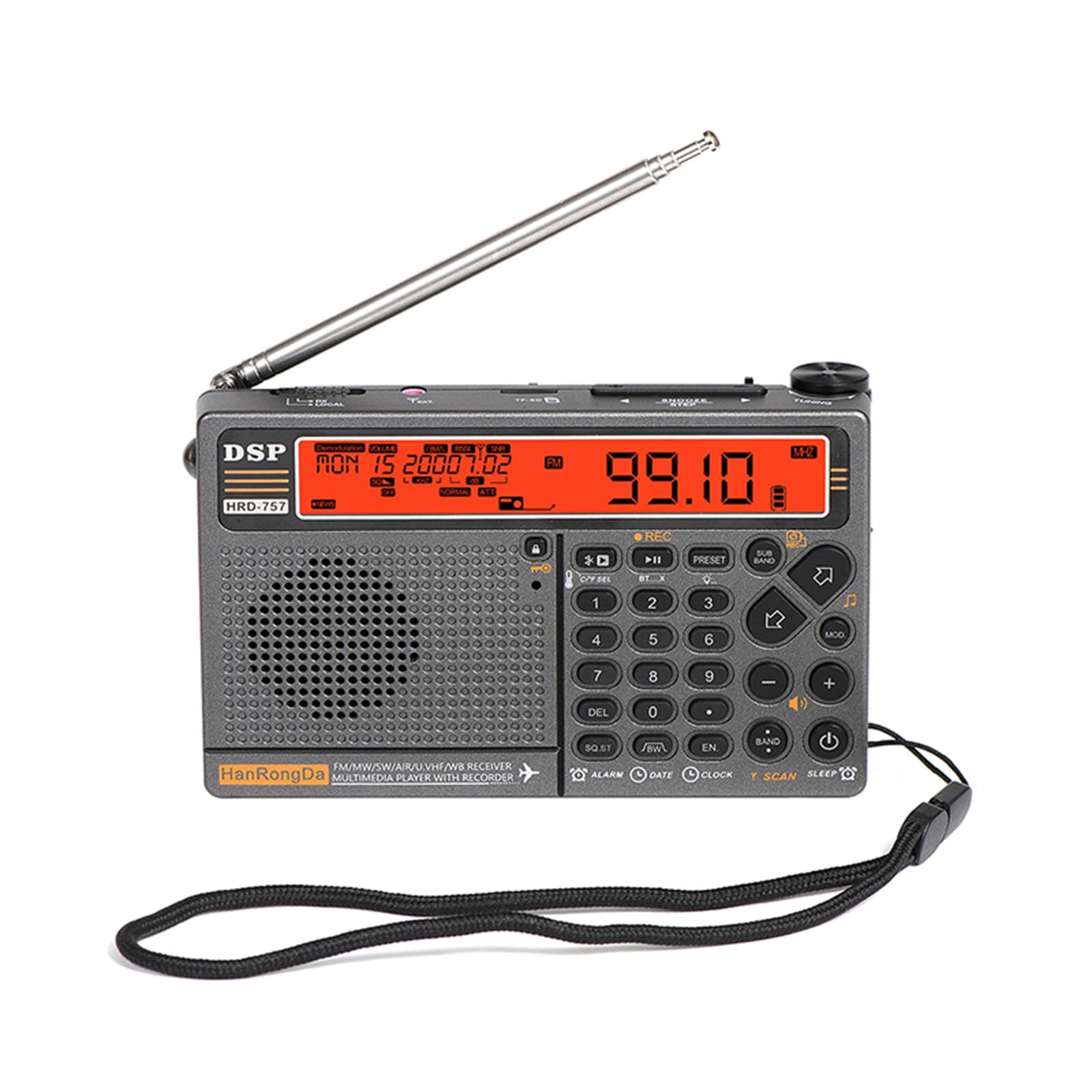 HanRongDa HRD-757 Multiband-Radio FM AM MW SW V.UHF AIR WB Tragbares Radio APP-Steuerung BT TF Musik orange