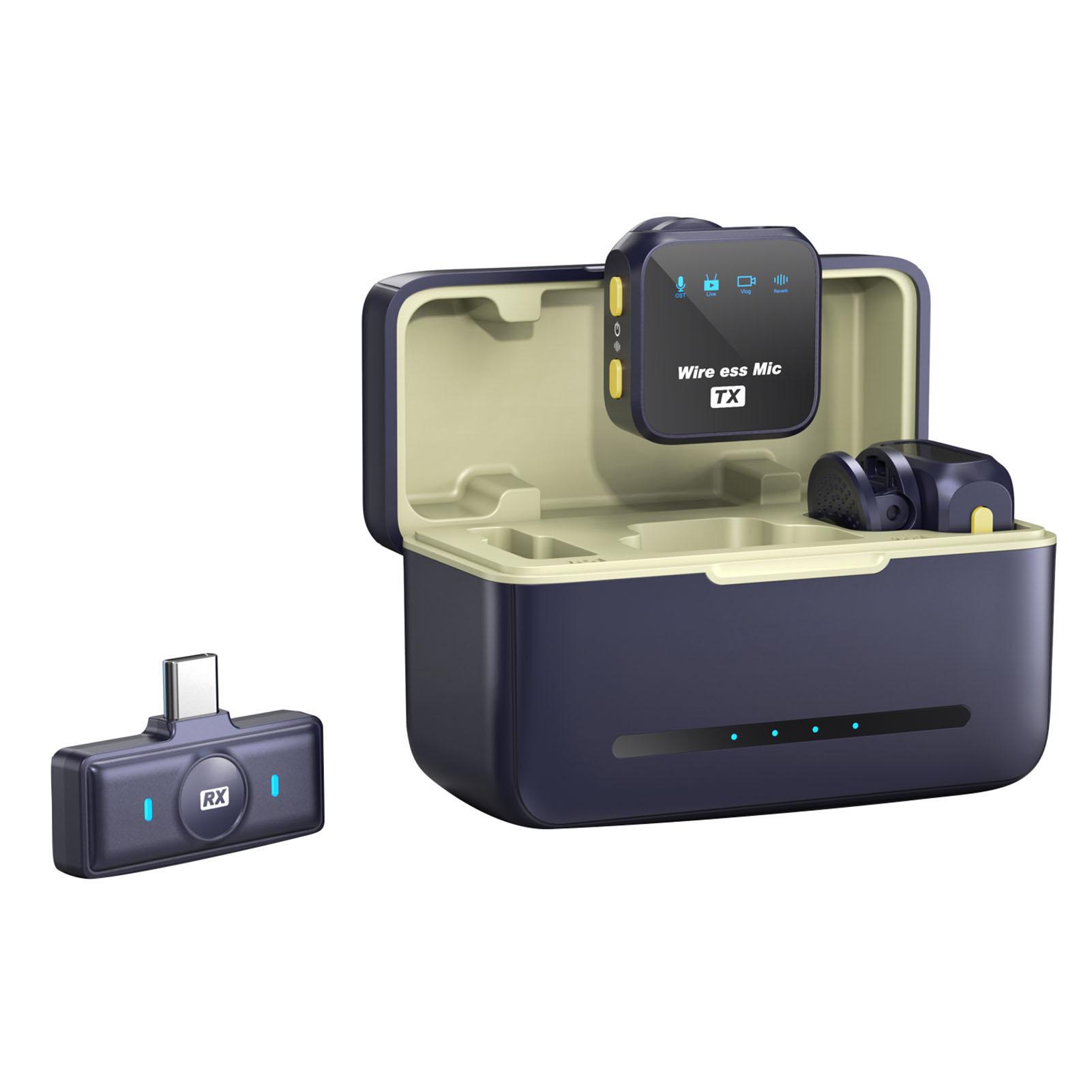 One-Trigger-Two 2,4G Drahtloses Mikrofon Magnetisches Clip-On-Mikrofon für die Kamera 50M Übertragungsreichweite Type-C