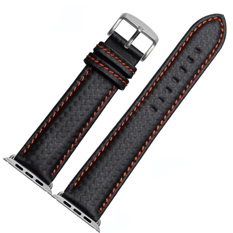 Kohlefaserarmband für Apple Watch Band 44 mm 40 mm iWatch Band 42 mm 38 mm Luxus Lederarmband Apple Watch Serie 6 5 4 3 se For 42mm or 44mm