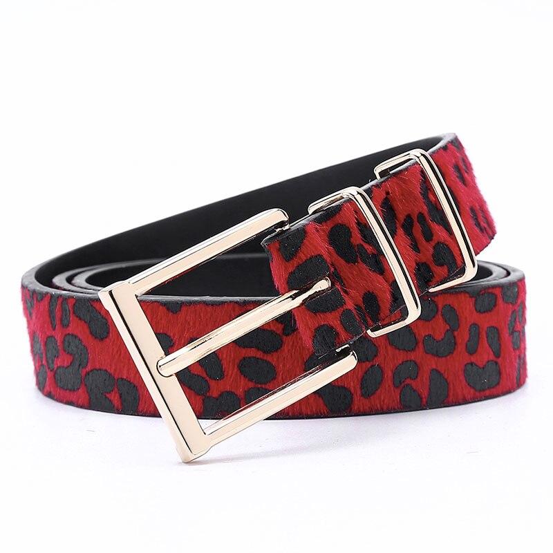 Weibliche Gürtel Frauen Rosshaar Gürtel Mit Leopard Muster Rose Gold Metall Schnalle Heiße Verkäufe Pu Gürtel Zubehör Für Frauen 105cm rot