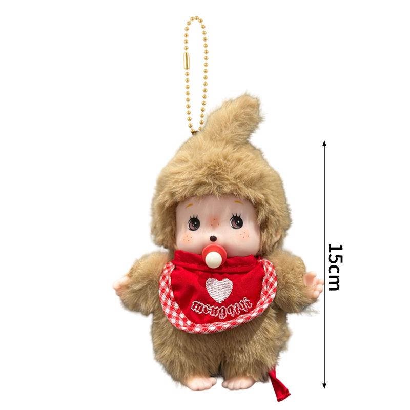 Monchhichi Puppe Schlüsselanhänger Kawaii Taschen Anhänger Kindergeburtstag Geburtstagsgeschenk Rucksack Schlüsselanhänger Schmuckstück Partygeschenk beige