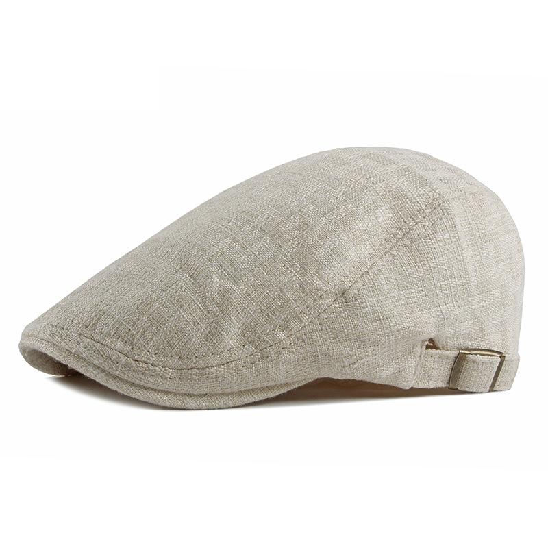 Atmungsaktive Baskenmütze für Männer Frauen Newsboy Caps Duckbill Ivy Flat Cap Gatsby Cap Vier Jahreszeiten 55-60cm beige