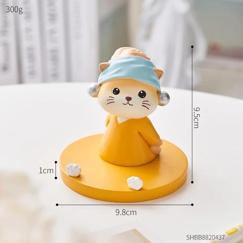 Ästhetische Dekorative Ornamente Katze Figuren Miniaturen Innen Desktop Handy Halterung Büro Desktop Zubehör Geschenk gray