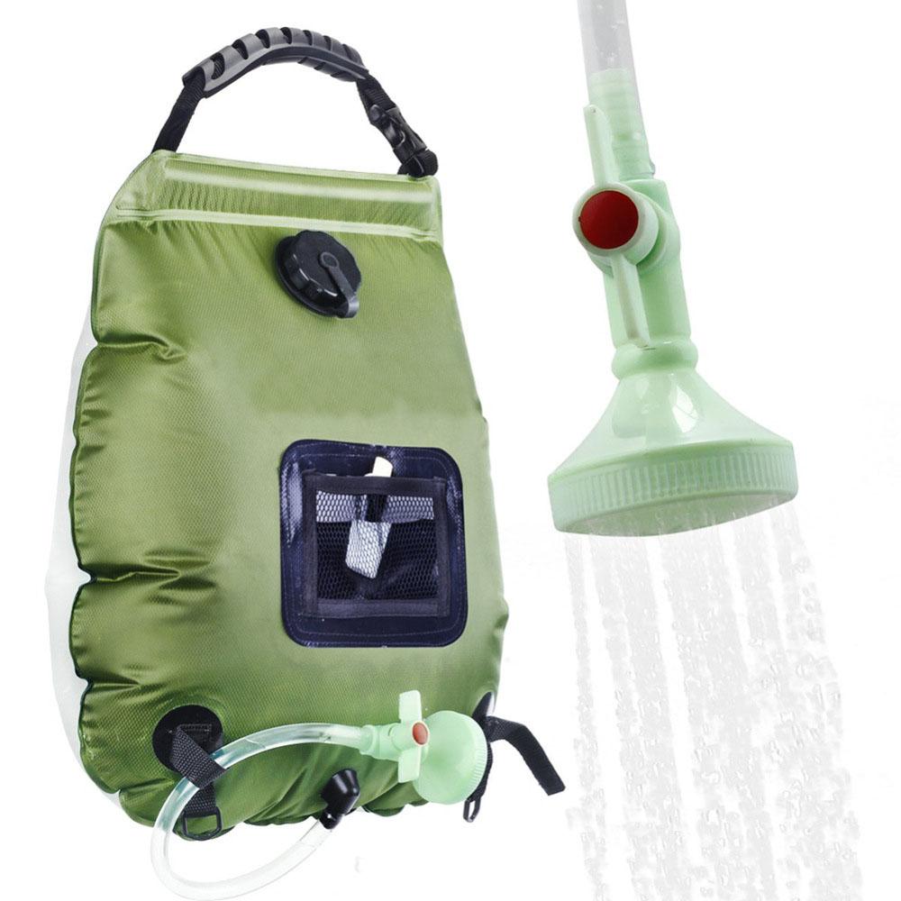 Tragbare Outdoor Camping Dusche Bad Wasserbeutel 20L Fassungsvermögen Sonnenschein Wärme Camping Badesack schwarz