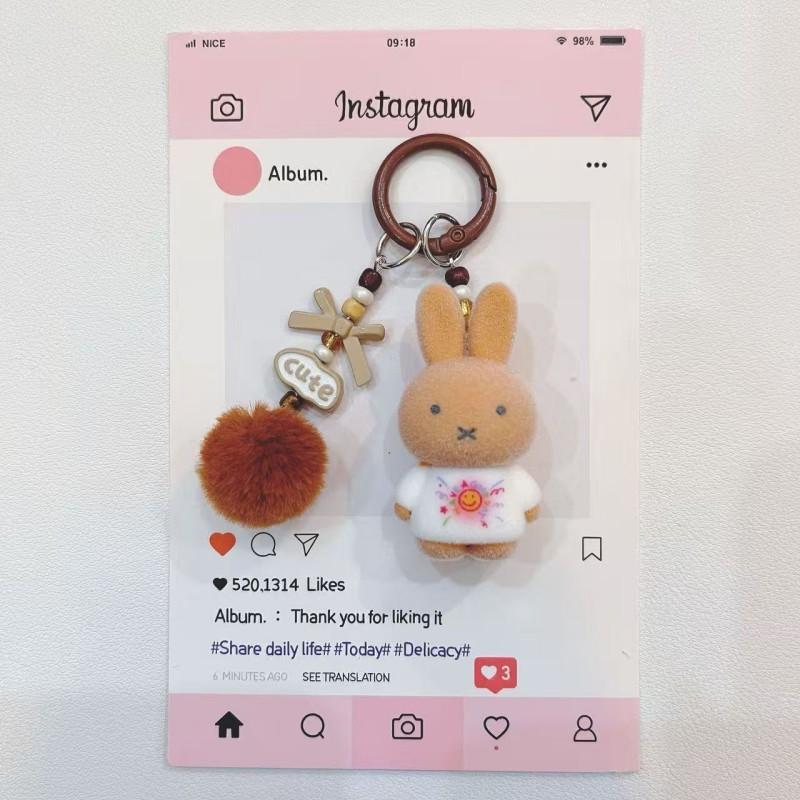 Miffy Kaninchen Schlüsselanhänger Niedliche Miffy Schlüsselanhänger Zubehör Miffy Modell Geschenke Kawaii Schlüsselanhänger Anhänger für Taschen Schönes Design gray