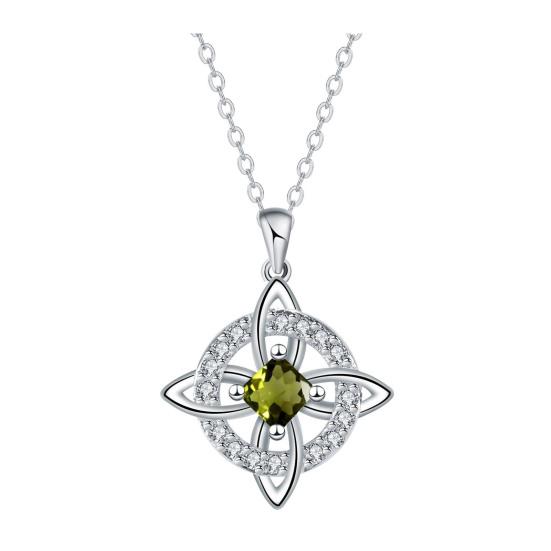 Keltischer Knoten Halskette Hexenknoten Geburtsstein Halskette Funkelnde Keltische Symbol Halskette Wicca Spiritueller Schmuck Geschenk für Frauen Mutter Ehefrau Freundin August white
