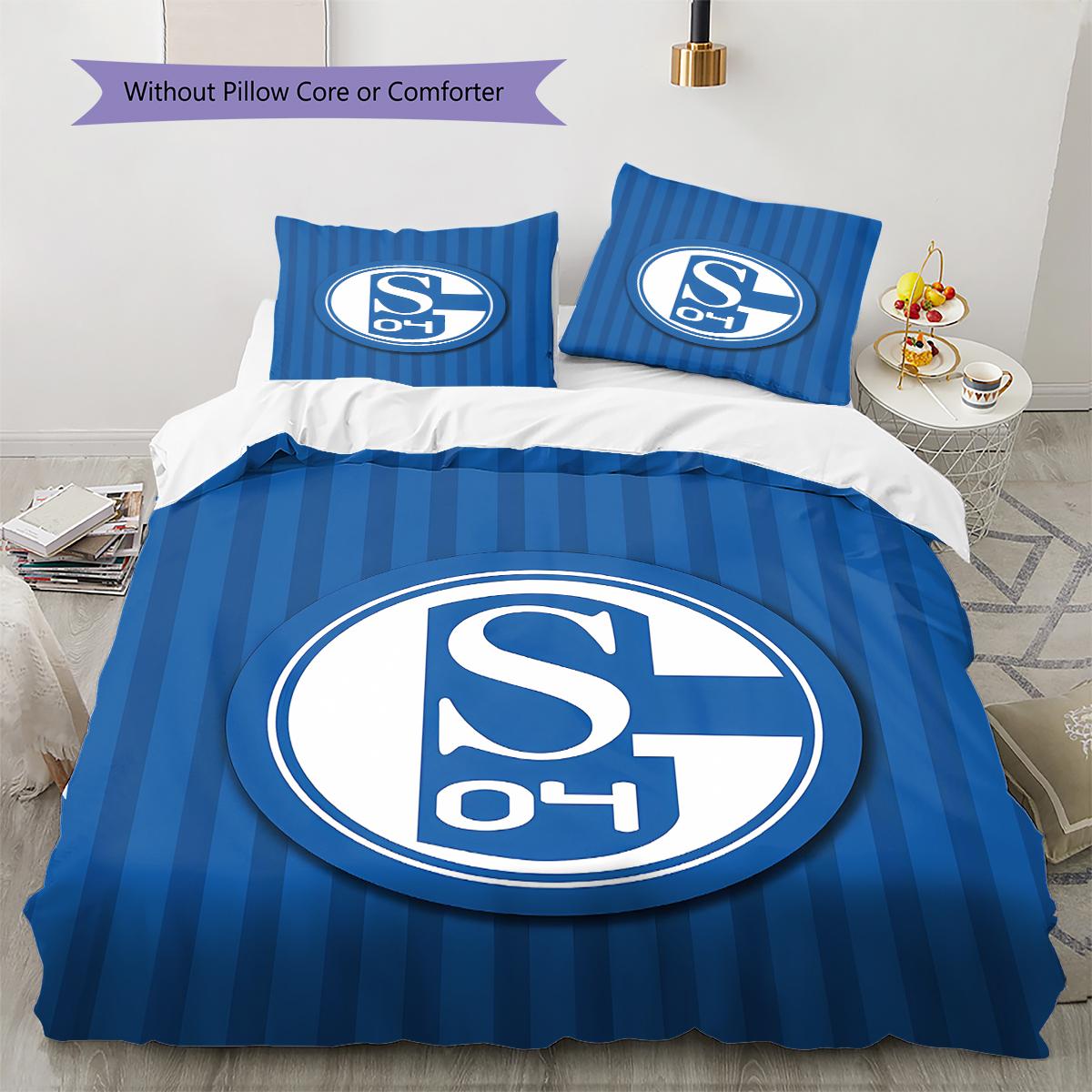 FC Schalke 04 Muster Bettwäsche, Steppbett Set Bettbezug Kissenbezug Zuhause Geburtstagsgeschenk (1 Bettbezug + 2 Kissenbezüge, ohne Füllung) 200x220cm