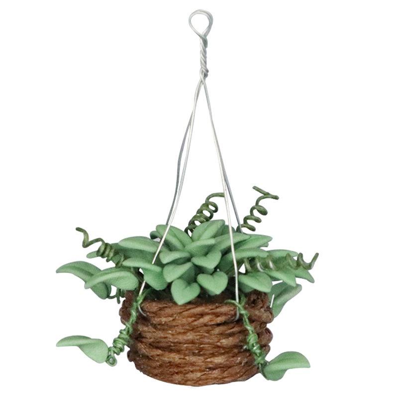 1/12 Puppenhaus Miniatur Zubehör Mini grüne Topfpflanze Simulation hängende Blume Modell Spielzeug für Puppenhaus Dekoration 1PCS
