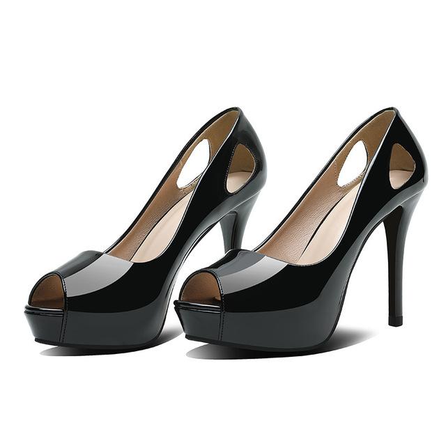 Damen Sexy 10cm High Heels 3cm Plateau Rote Untere Peep Toe Pumps Lady Stiletto Heels Pleaser Nachtclub Cutout Nude Schuhe 39