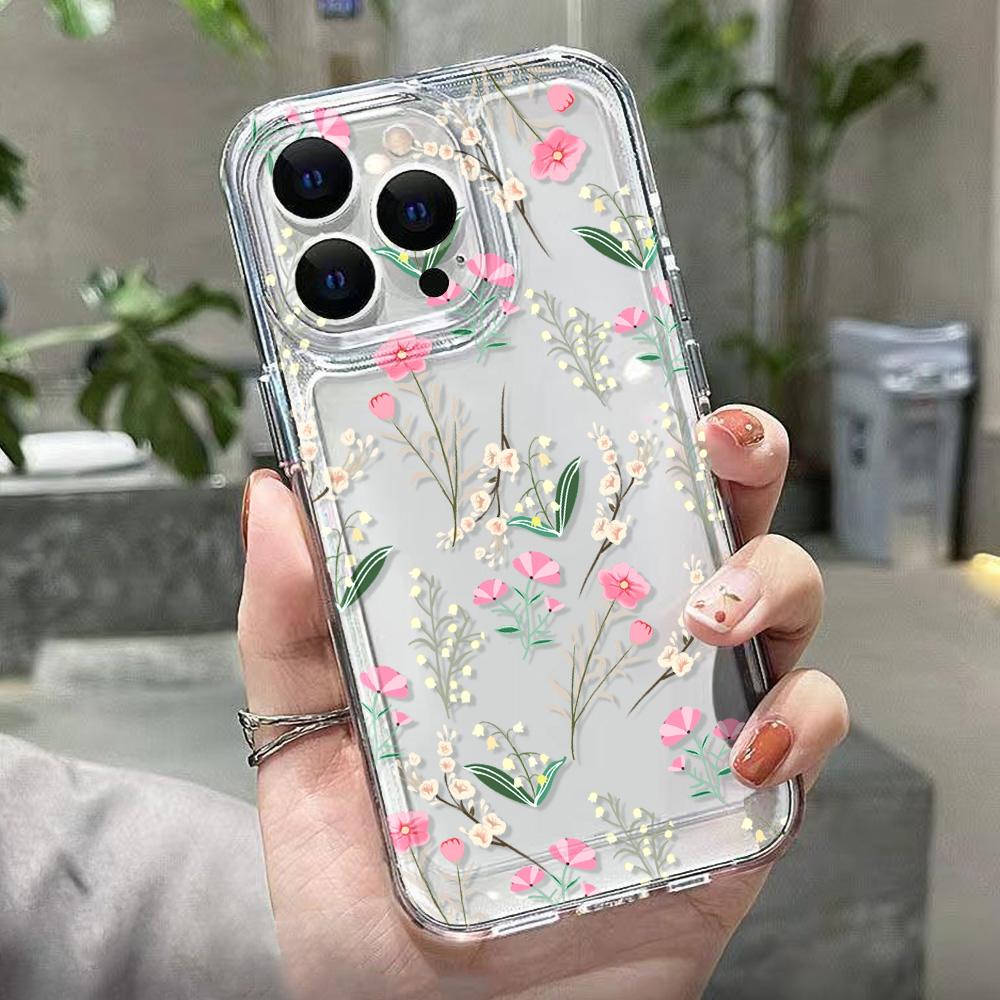 Blumen-Telefonhülle für iPhone 11 Hülle iPhone 13 12 14 15 Pro Max XR XS X 7 8 Plus SE Stoßfeste weiche, klare Hülle für Mädchen For iPhone 14Pro Max