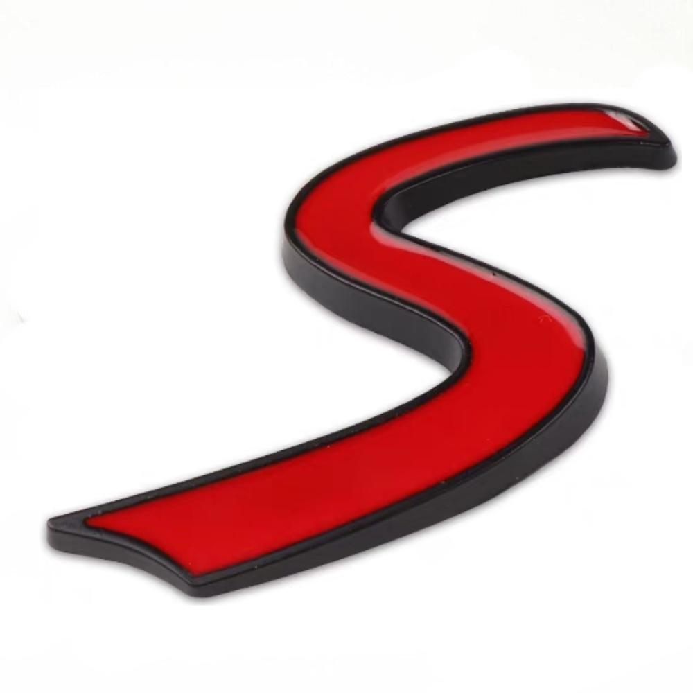Für Mini S Logo Auto Front Hood Grill Abzeichen Emblem Aufkleber Aufkleber für Cooper R50 R52 R53 R56 R57 R58 F55 F56 Auto Styling Aufkleber Zubehör 2.76inch Badge Sticker schwarz
