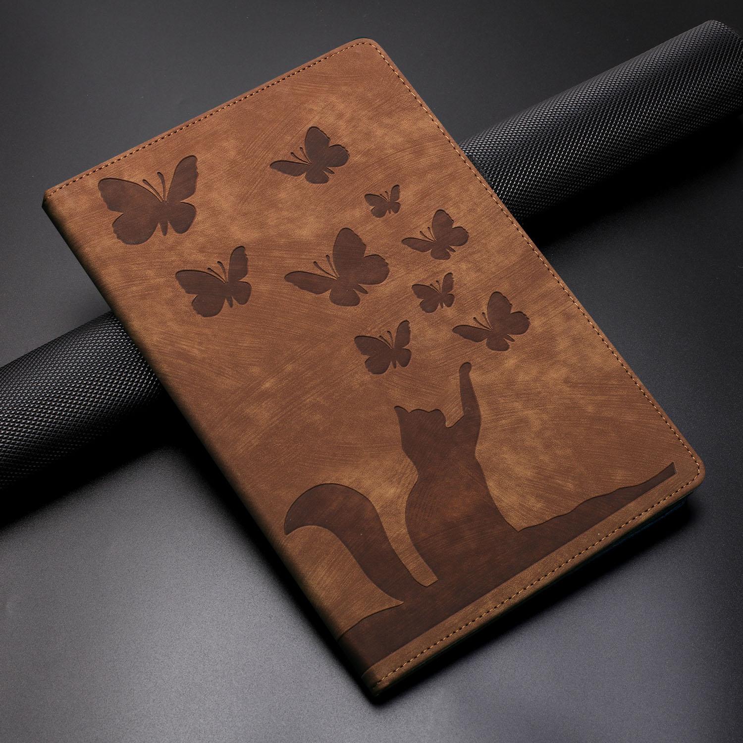 Mit Kartensteckplatz Schmetterling Katze Tablet-Hülle für iPad 2025 Pro Air MINI 10,2 10,9 11 12,9 13 Zoll 4 5 6 7 8 9 10. Generation Abdeckung ipad MINI 6th 7th braun