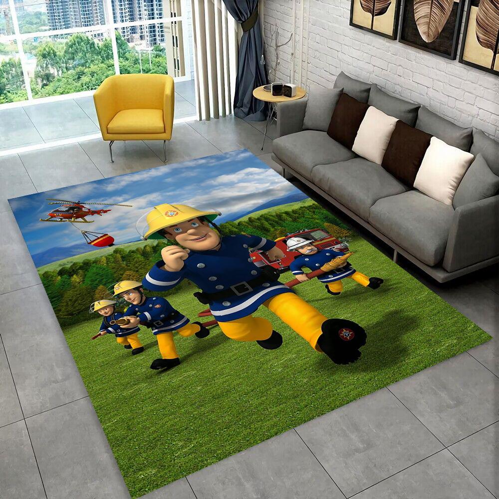 3D Klassischer Feuerwehrmann Sam Kinder Cartoon Teppich für Wohnzimmer Schlafzimmer Zuhause Sofa Dekoration, Kinder Spiel Rutschfeste Fußmatte Geschenk 80x120cm( 31x47in)