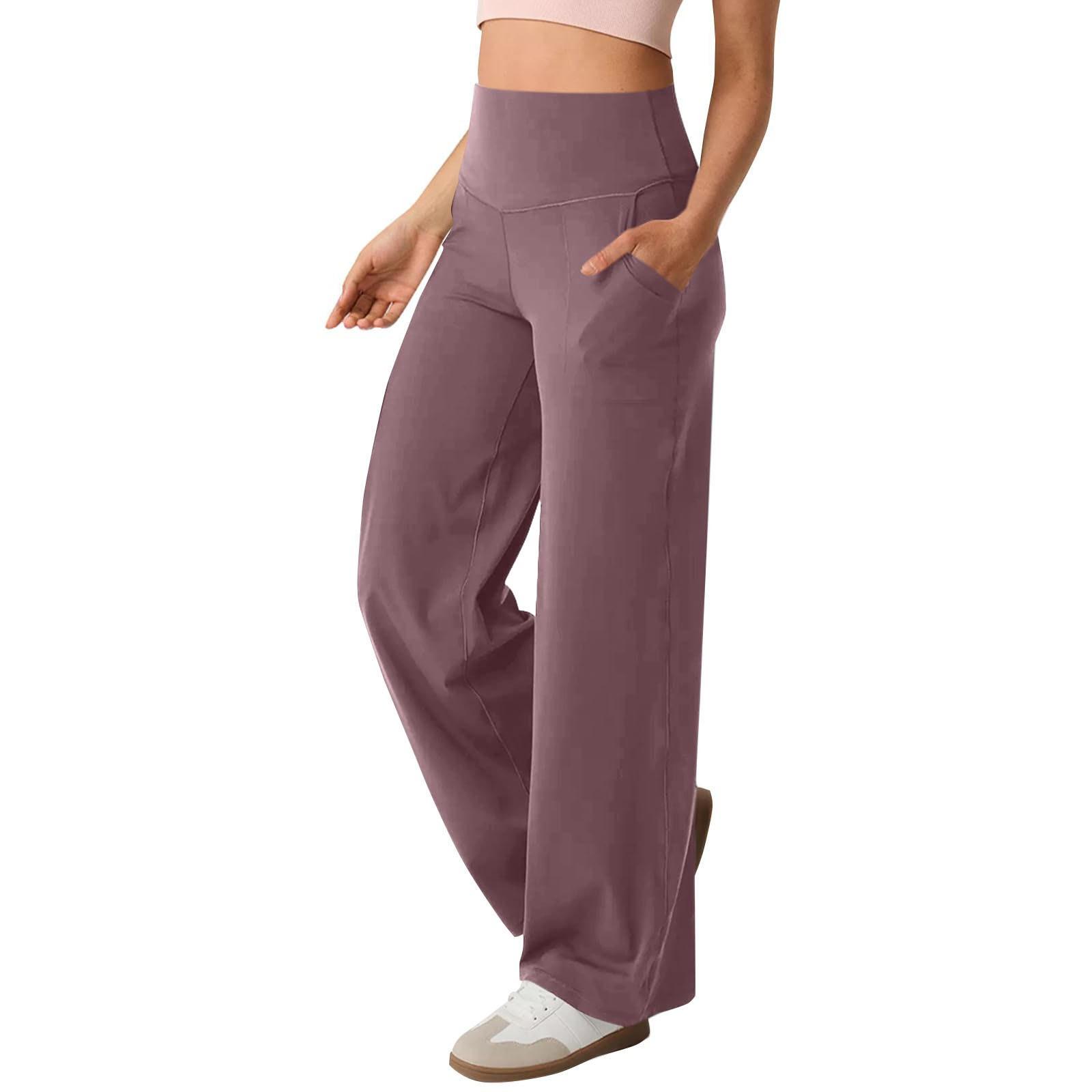 YYFS Damenmode Lässige Hosen mit einfarbigem Druck und hoher Taille L fuchsie