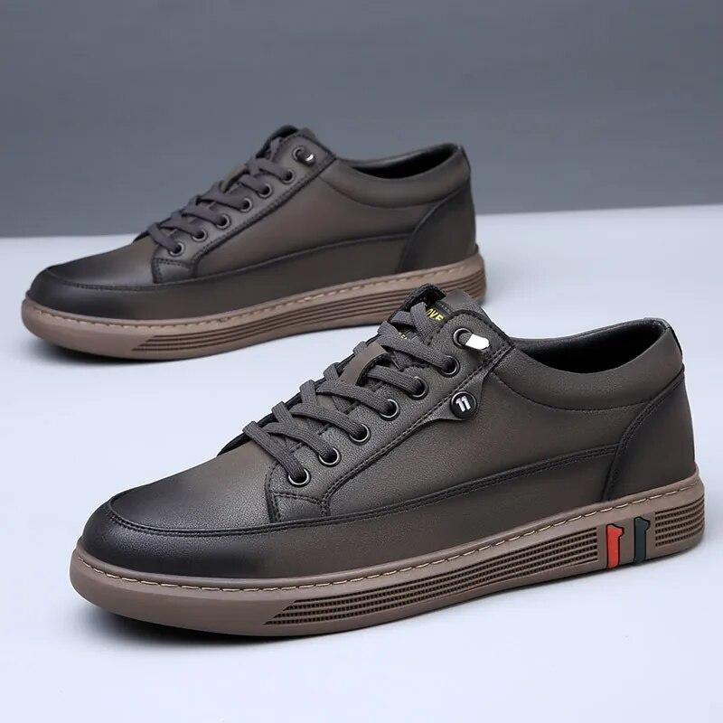 Frühling Herbst Echtes Leder Schuhe Männer Schuhe Weiche Leder Herren Casual Schuhe Flache Marke Männliche Schuhe Schwarz Braun 39 braun