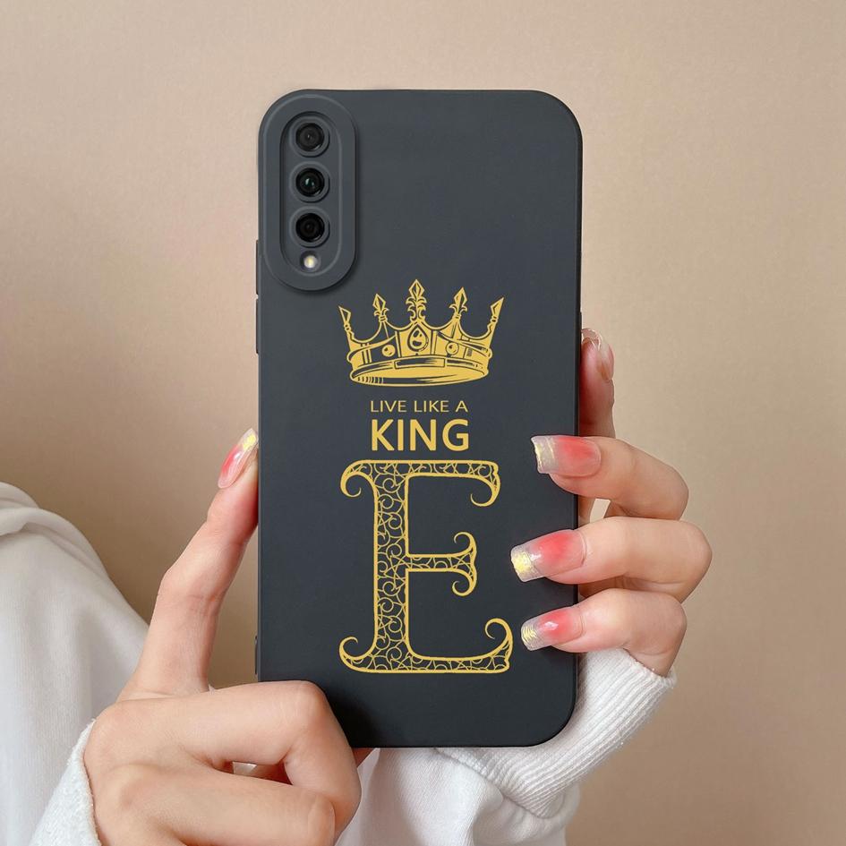 Für Huawei Y5P Y6P Y6S Y7P Y7A P Smart 2021 Z Hülle Rückseite Luxus Krone Buchstaben Matt Flüssig Weich Silikon Stoßfest Schutzhülle für Huawei Bumper Huawei P Smart Pro