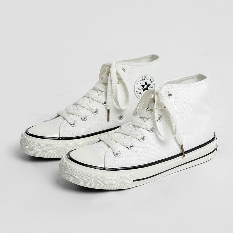 Damen Canvas Sneakers Casual Flat Lace Up High Top weiße Schuhe Unisex Vulkanisierte Schuhe Frau Paar Schuhe 39