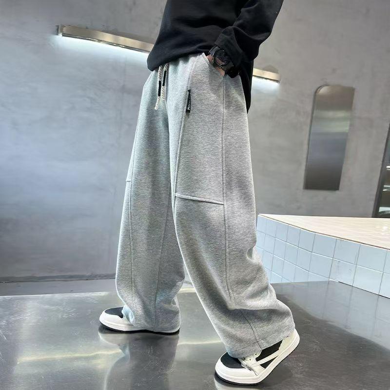 Frühling 5-14J Kinder Weite Jogginghosen Teenager Jungen Sporthosen Streetwear Mode Lockere Hosen Kinder Elastische Bundhosen 130cm graue