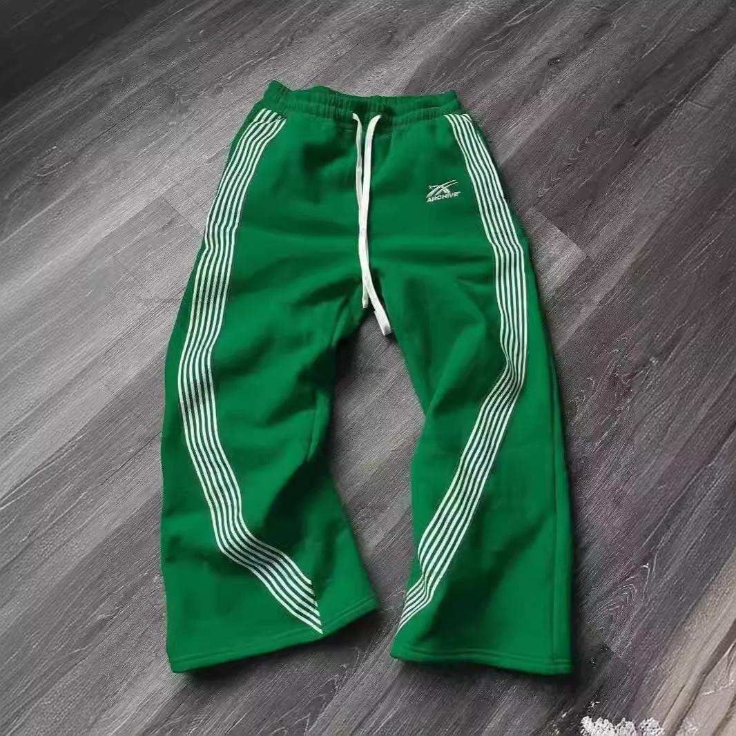 Y2K Retro Gerade Hose Trainingsanzug Streetwear Hose Personalisierte Hose Bein Reißverschluss Stickerei Hip Hop Casual Jogger Herren Hose XL grün
