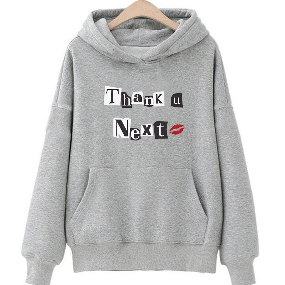 Ariana Grande Kapuzenpullover für Herbst/Winter Gothic Bequeme Sweatshirts Vintage Fleece Kleidung Moletom Pullover S graue