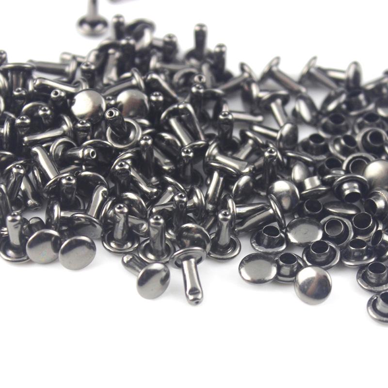 100 Sets 6/8 mm Metall-Doppelkappen-Nieten, runde Nieten für Lederhandwerk, Tasche, Gürtel, Kleidung, Kleidung, Schuhe, Haustier, Kragen, Dekor 8 x 12mm