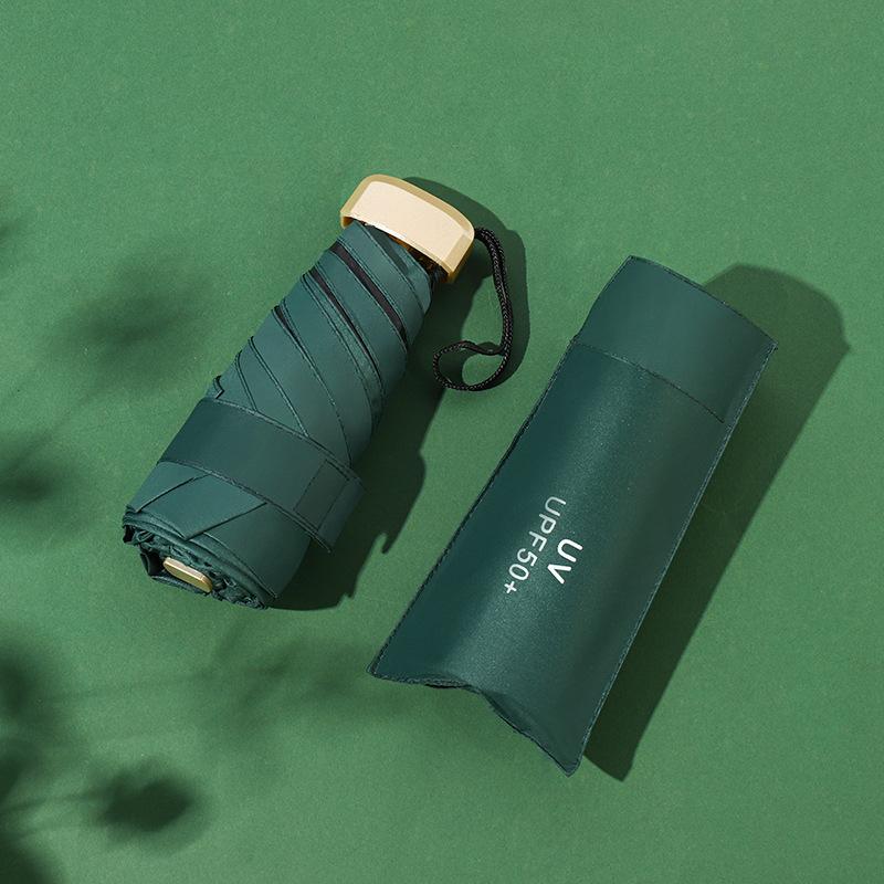 Mini Sonnenschirm Kleine Tasche Regen Reise Regenschirm Vinyl Taschenschirm UV Schutz Sonnenschutz Tasche Sonnenschirm Kapsel 1PCS dunkelgrüne