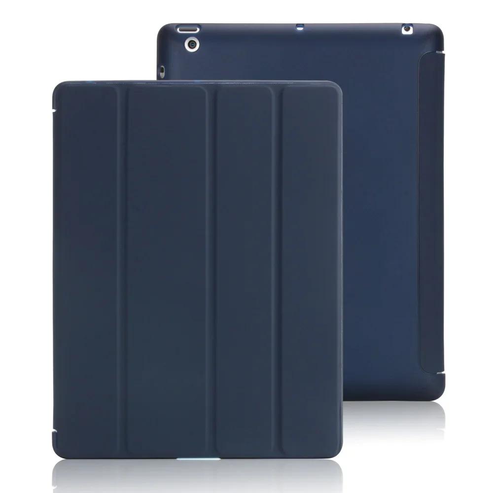 Für iPad 2 3 4 Hülle Leder Flip Cover für iPad 2 Hülle A1396 Smart Stand Halter Funda für iPad 4 Hülle A1458 A1460 dunkelblaue