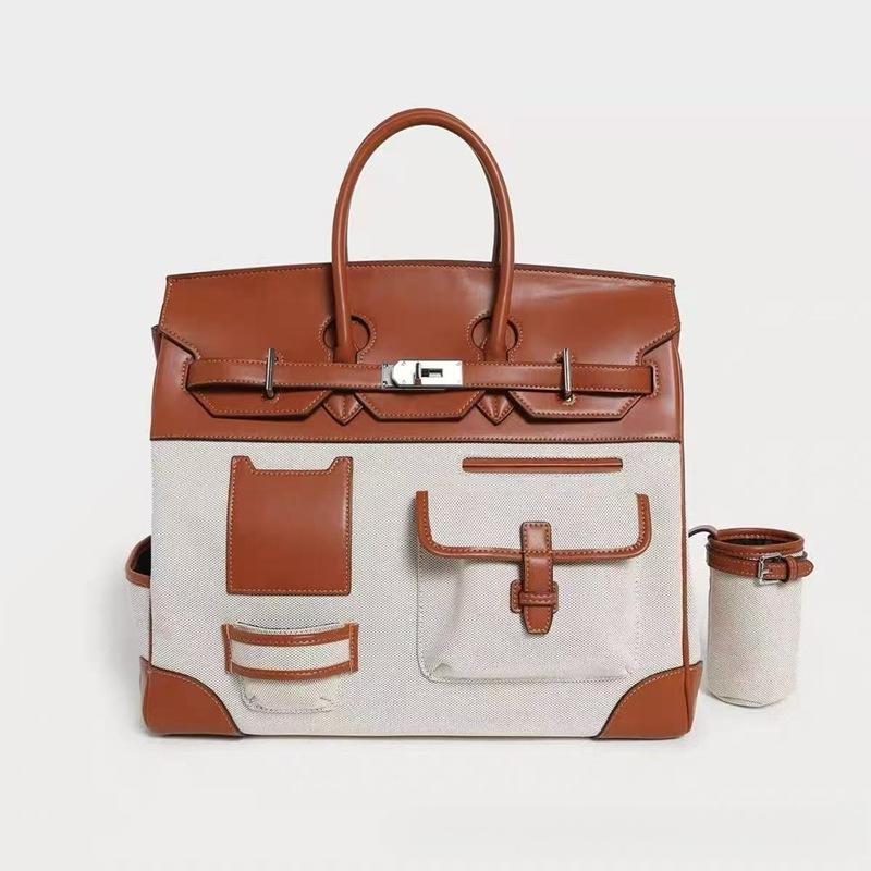 Direktvertrieb 40 Zoll Neue Platin-Tasche für Herren und Damen Personalisierte Schulter-Crossbody-Tasche Leinwand mit Leder-Spleißung Reisetasche Handtasche 40x22x35cm schokoladenbraun