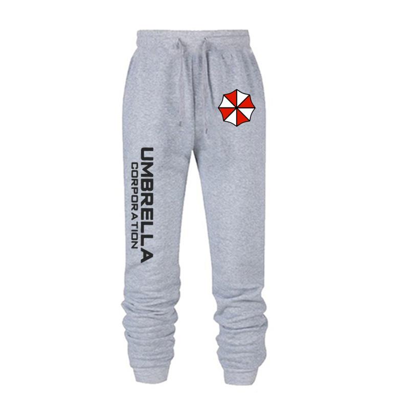 Männer Mode Resident Evil Print Hosen Regenschirm Frühling Herbst Fleece Jogginghose Unisex Lange Hosen Casual Sport Hosen S grau