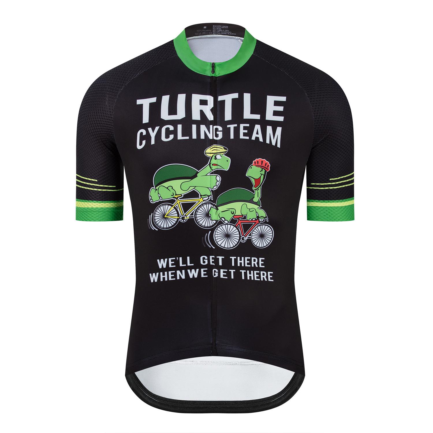 Cartoon Muster Schildkröten Druck Radtrikot Erwachsene Herren Kurzarm Fahrradbekleidung Team Anpassbare Bekleidung M riesen orange