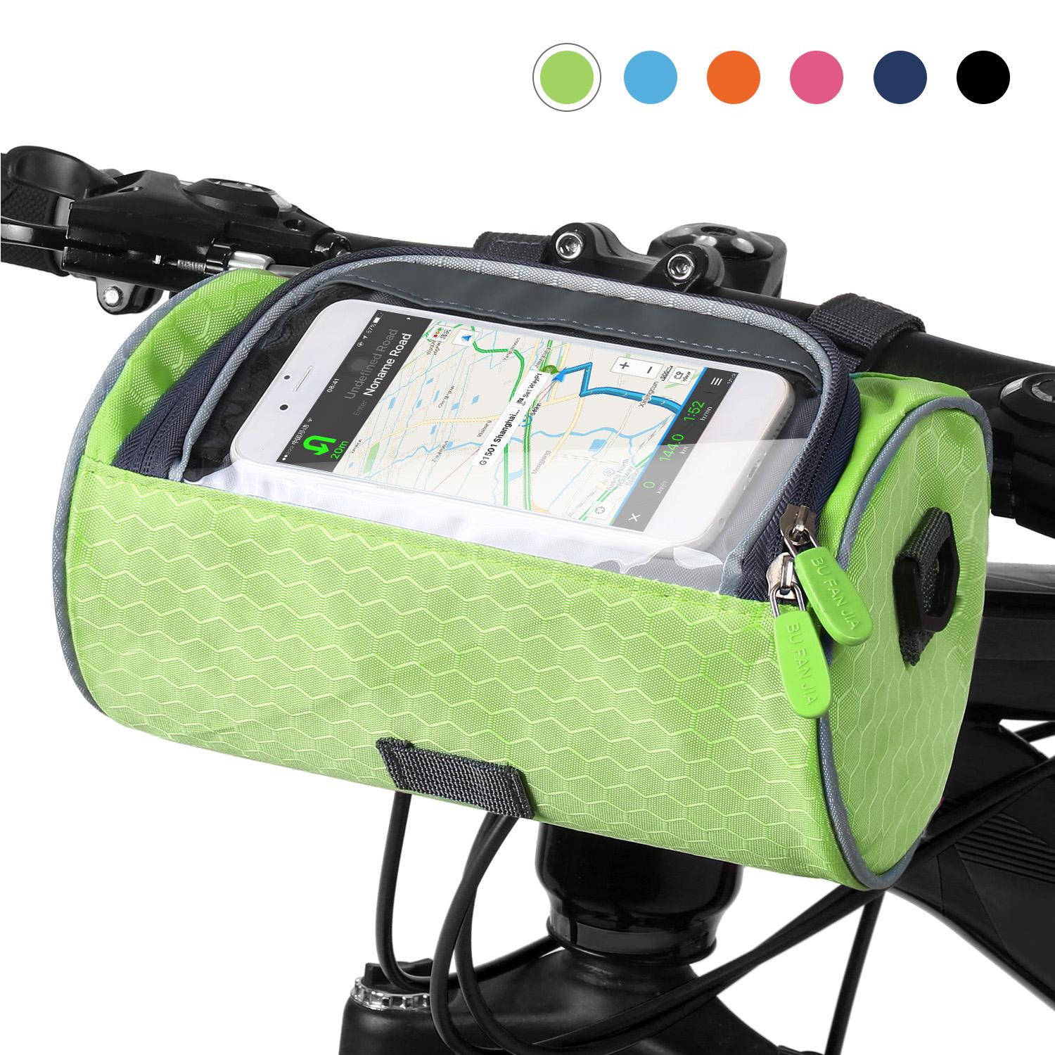 Wasserdichte Fahrrad-Lenkertasche, Fahrrad-Fronttasche, Touchscreen-Handyhalter, Tasche, Umhängetasche, MTB grün